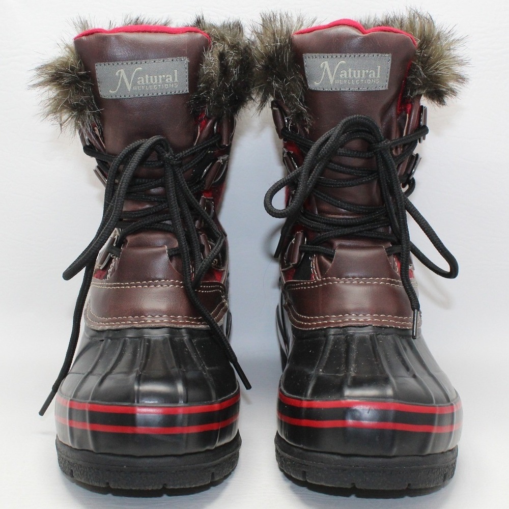 Natural‎ Reflections Womens Red Buffalo Plaid Thinsulate Fur Duck Boots Size 7M